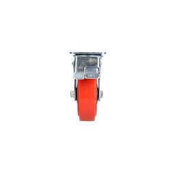 Rodaja de poliuretano rojo giratoria con freno 6" Surtek