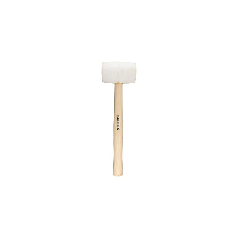 Mazo con cabeza de hule blanco con mango de madera de 14", 16 oz Surtek