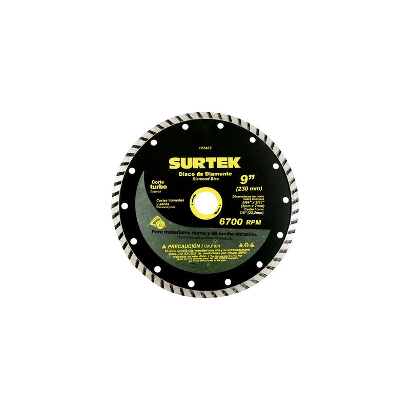Disco de diamante turbo 9" Surtek