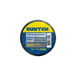 Cinta para aislar negra 19 mm x 9 m Surtek