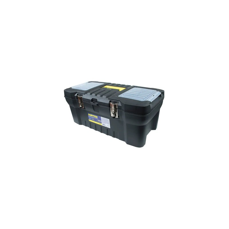 Caja portaherramientas plástica con broches metálicos y organizador 24" x 12" x 10" Surtek
