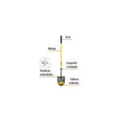 Pala redonda - mango largo de fibra de vidrio 48"