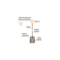 Pala cuadrada Classic - puño "Y"