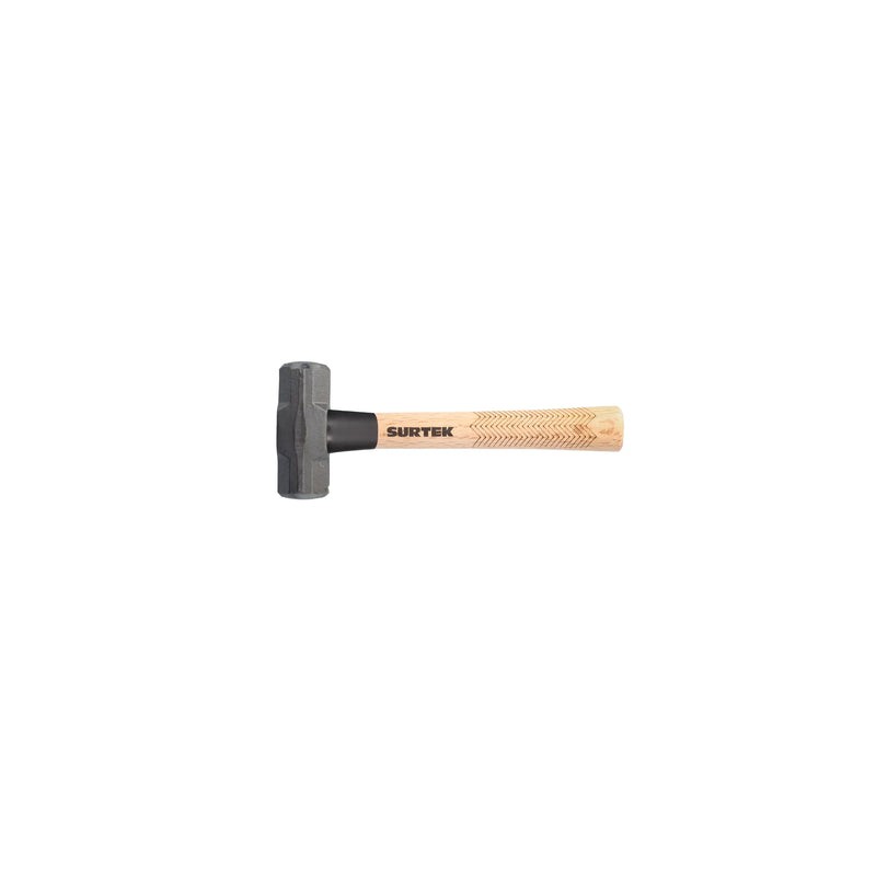 Marro octagonal cabeza forjada con mango corto de madera de 12", 3 lb Surtek
