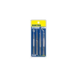 Juego de pinzas de presición tipo tweezer, 4 piezas Surtek