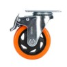 Rodaja de PVC naranja giratoria con freno 4" Surtek