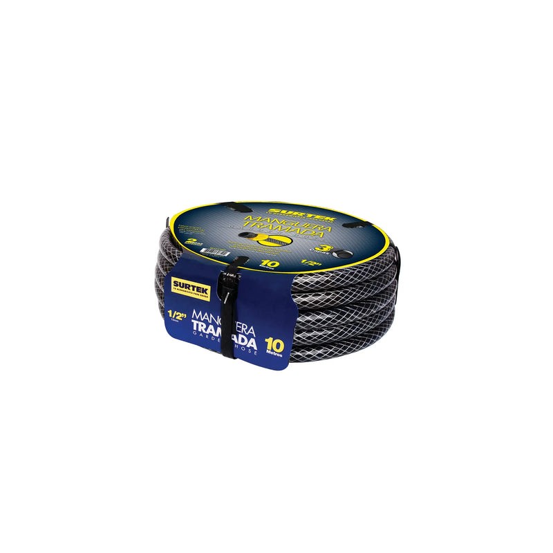 Manguera para jardín tramada gris con conector plásticos 1/2", 15 m Surtek