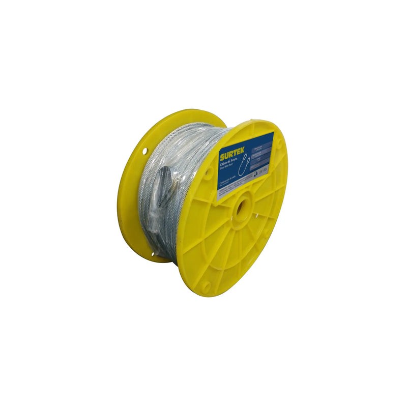 Cable de acero con guardacabo 3/32" x 76 m construcción de 7 x 7 Surtek