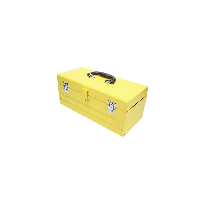 Caja portaherramientas metálica color amarillo con charola 16" x 7" x 6" Surtek