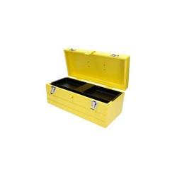 Caja portaherramientas metálica color amarillo con charola 16" x 7" x 6" Surtek