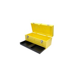 Caja portaherramientas metálica color amarillo con charola 16" x 7" x 6" Surtek