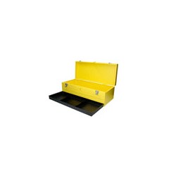 Caja portaherramientas metálica color amarillo con charola 23" x 9" x 7" Surtek