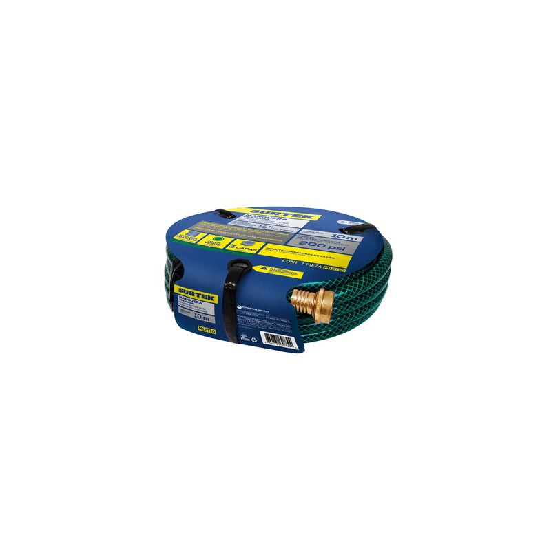 Manguera para jardín tramada con conector metálico 1/2", 10 m Surtek