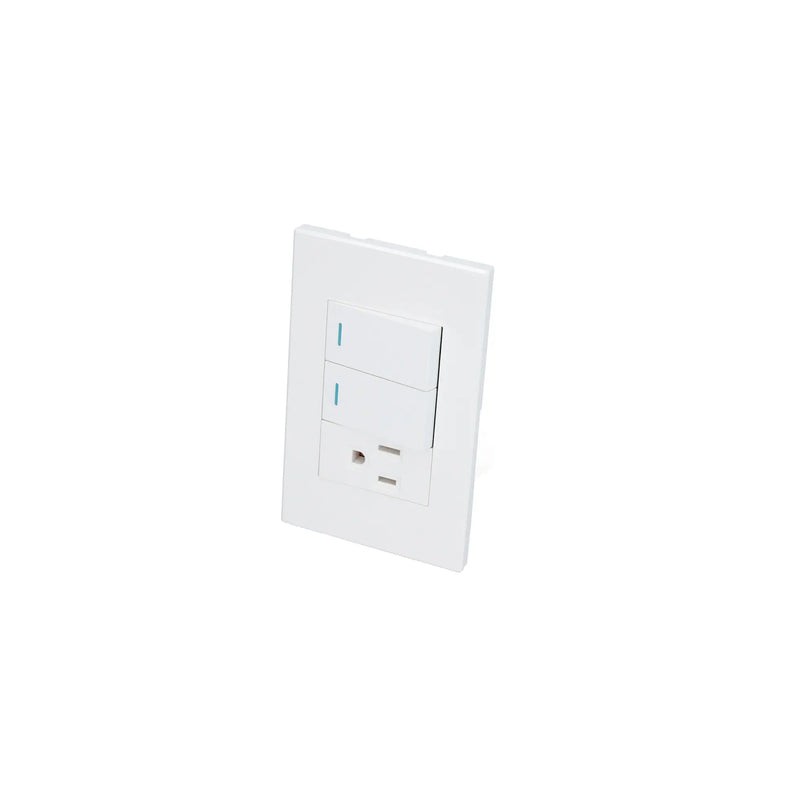 Placa 2 Interruptor 1 contacto 1/3, línea Premium, color blanco Surtek