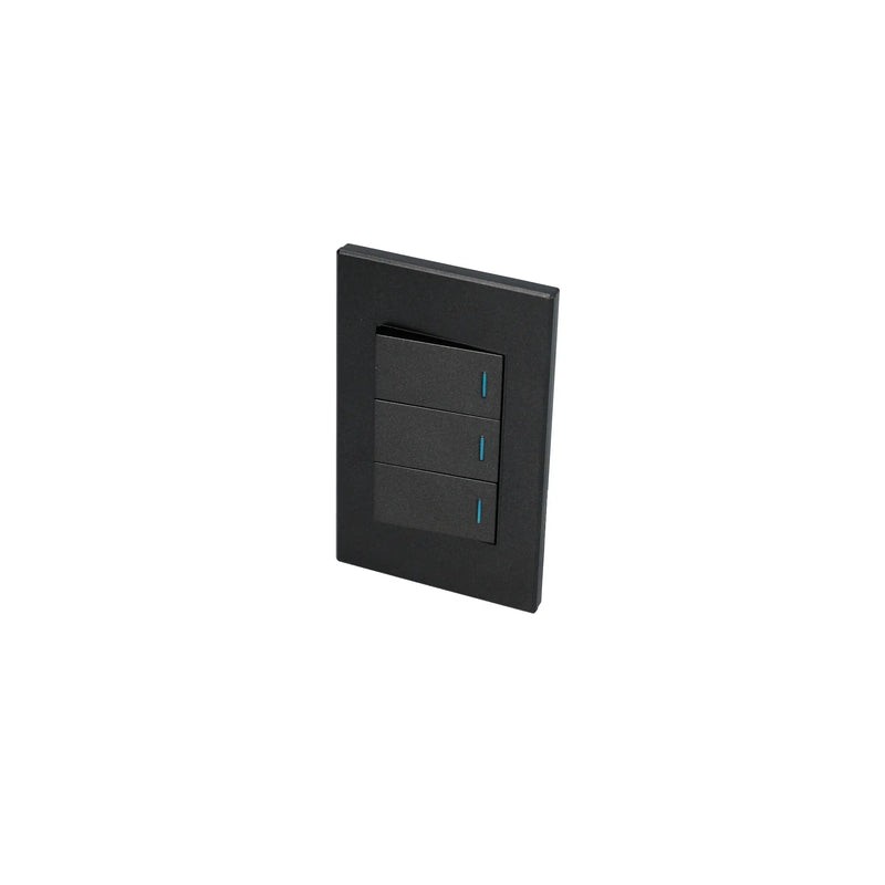 Placa 3 Interruptor 1/3, línea Premium, color negro Surtek