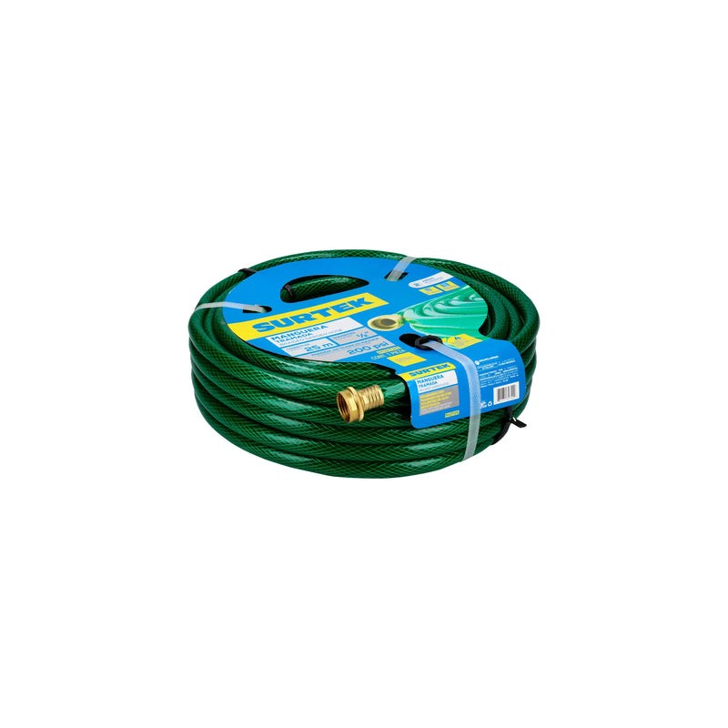 Manguera para jardín tramada con conector metálico 1/2", 25 m Surtek