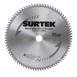 Disco para sierra circular para corte aluminio 80 dientes, 10" Surtek