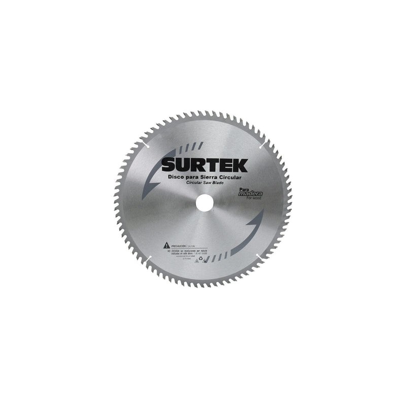 Disco para sierra circular para corte aluminio 80 dientes, 10" Surtek