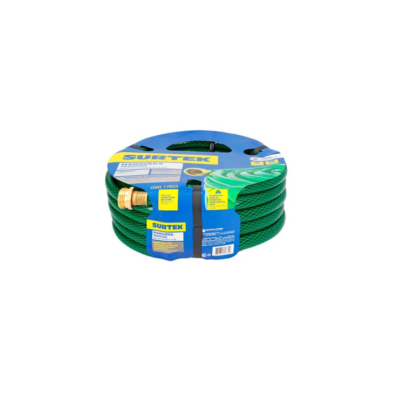 Manguera para jardín tramada con conector metálico 3/4", 25 m Surtek