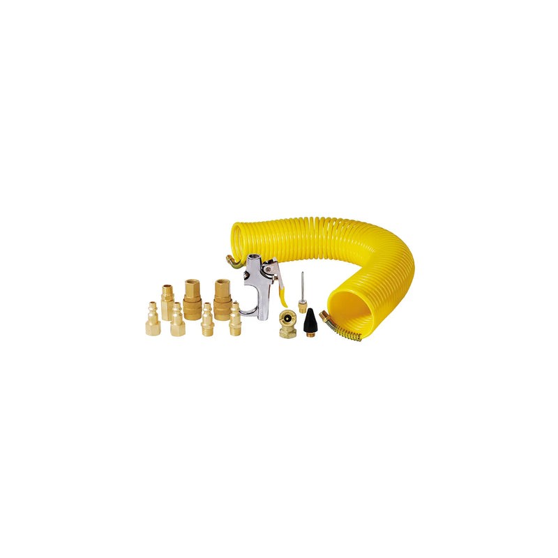 Juego de accesorios neumáticos con manguera tipo resorte Surtek