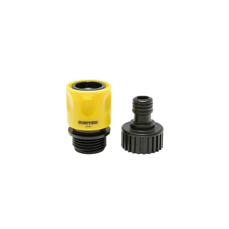 Juego de conectores para grifo con sistema click y adaptador 3/4" GHT, 2 piezas Surtek