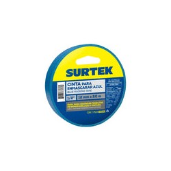 Cinta masking tape azul para enmascarar 1/2" x 50 m Surtek
