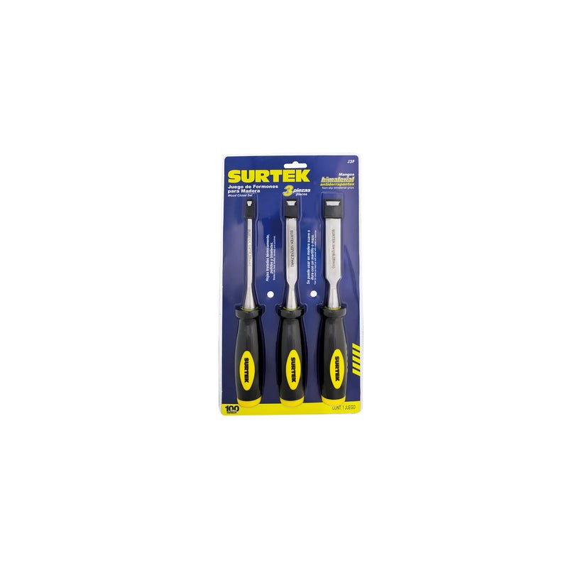 Juego de formones para madera con mango bimaterial Surtek