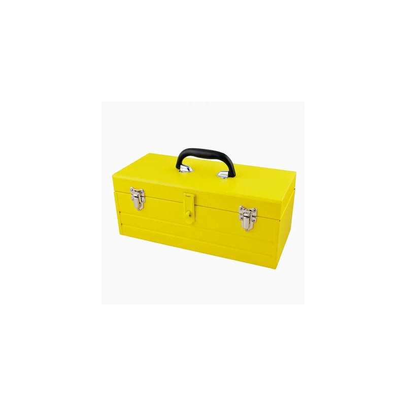 Caja portaherramientas metálica color amarillo con charola 19" x 7" x 6" Surtek