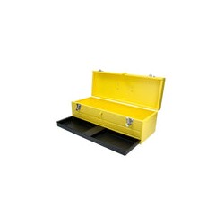 Caja portaherramientas metálica color amarillo con charola 19" x 7" x 6" Surtek