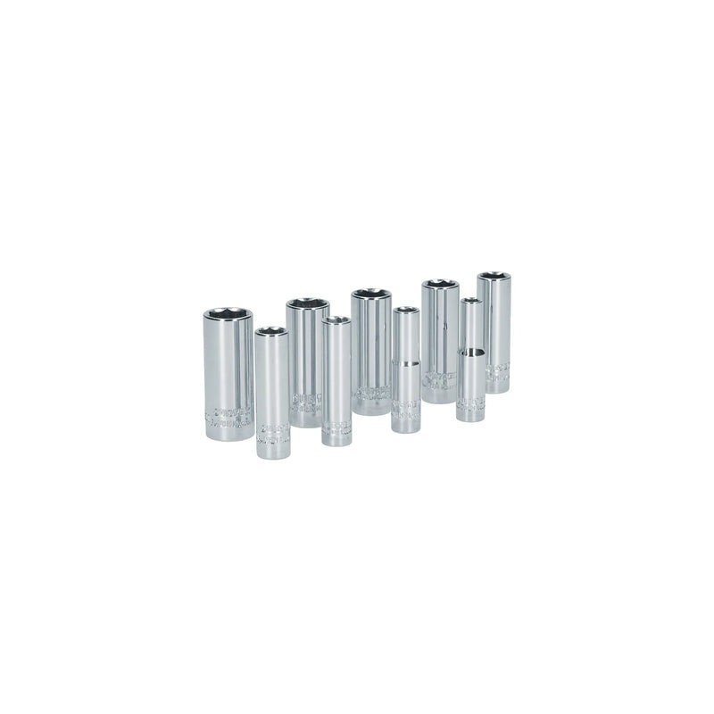 Juego de dados largos métricos cuadro de 1/4", 6 puntas, 9 piezas Surtek