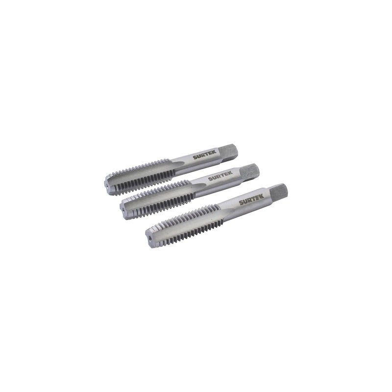 Juego de machuelos de acero al carbón 1/4"-20NC, 3 piezas Surtek