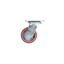 Rodaja de fierro con poliuretano rojo giratoria 4" Surtek