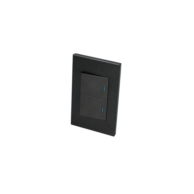 Placa 2 Interruptor 1/2, línea Premium, color negro Surtek